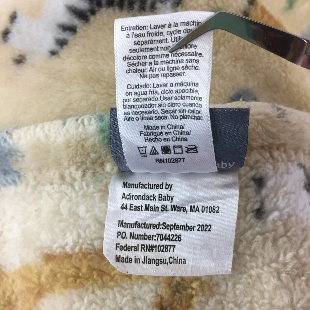 Adirondack Baby Plush‎ Blanket 28x38 Tan Safari Giraffe Zebra Lion Elephant